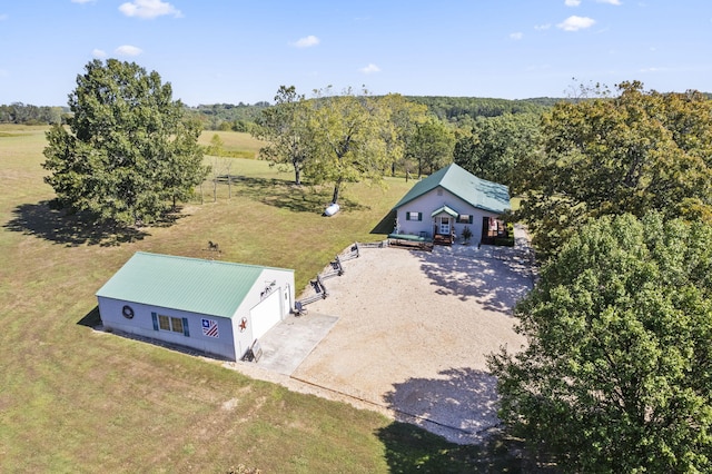 drone / aerial view with a rural view