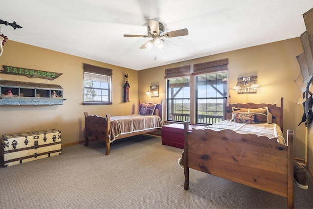 bedroom with carpet floors and ceiling fan