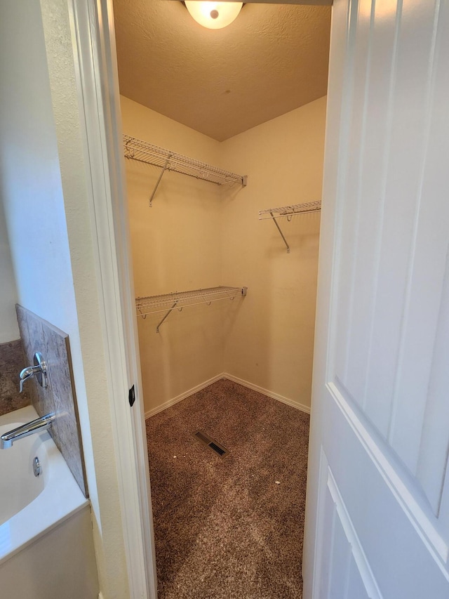 spacious closet with carpet flooring