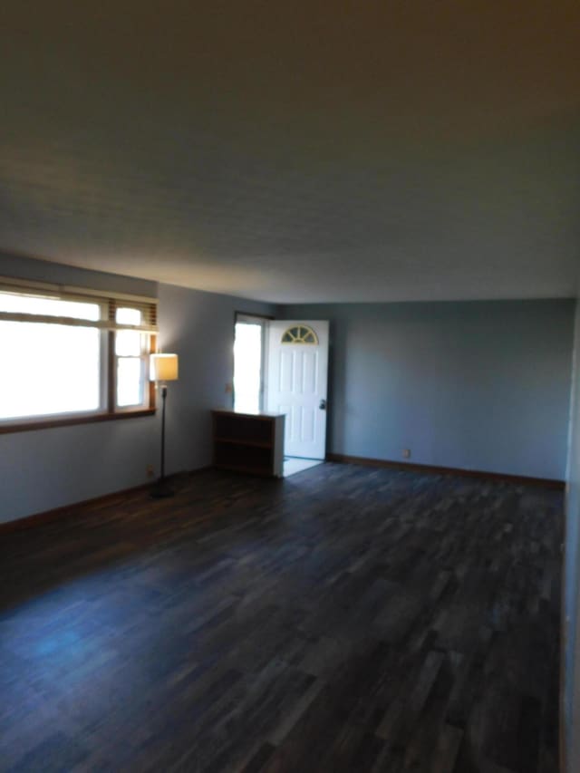 empty room featuring dark hardwood / wood-style flooring