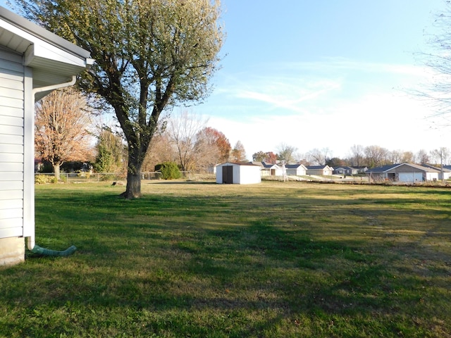 view of yard featuring a shed