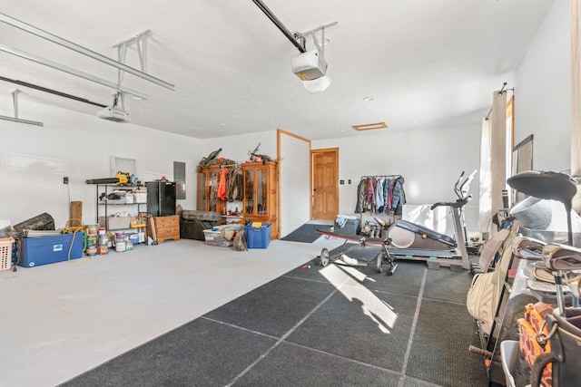 garage with a garage door opener