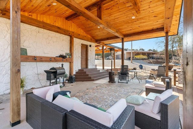 view of patio / terrace with outdoor lounge area and area for grilling