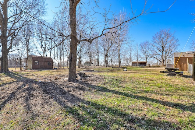 view of yard with an outdoor structure