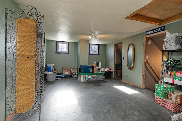 interior space featuring a textured ceiling