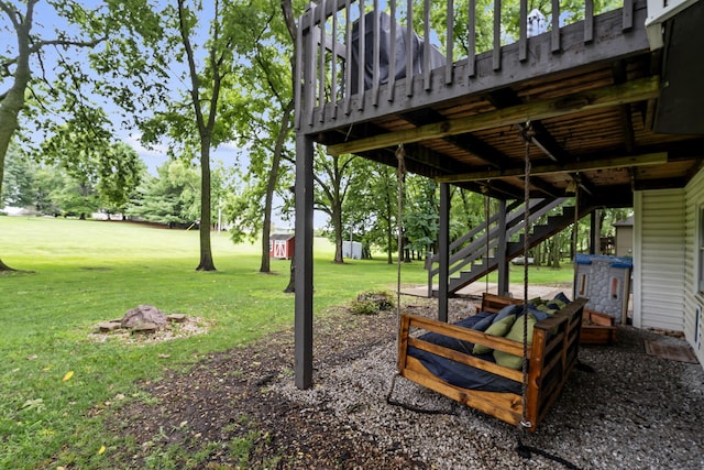 view of yard with a deck