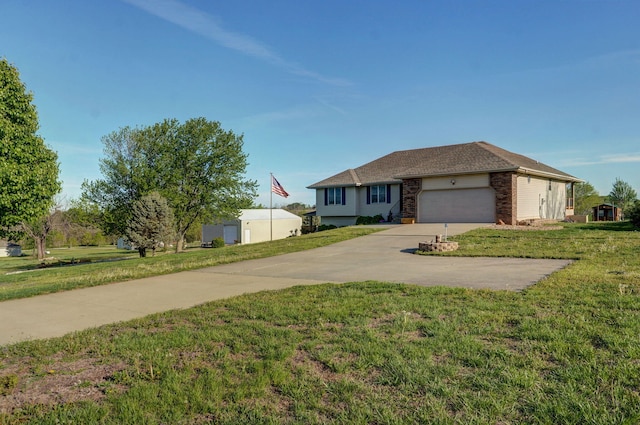 10071 W Farm Road 48, Walnut Grove, MO 65770 - ranch-style house with concrete driveway, an attached garage, and a front yard
