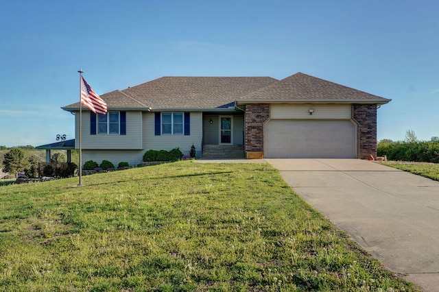 10071 W Farm Road 48, Walnut Grove, MO 65770 - single story home featuring an attached garage, a front lawn, driveway, brick siding, and a shingled roof