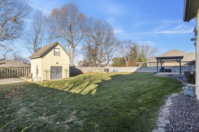 view of yard featuring a gazebo and cooling unit