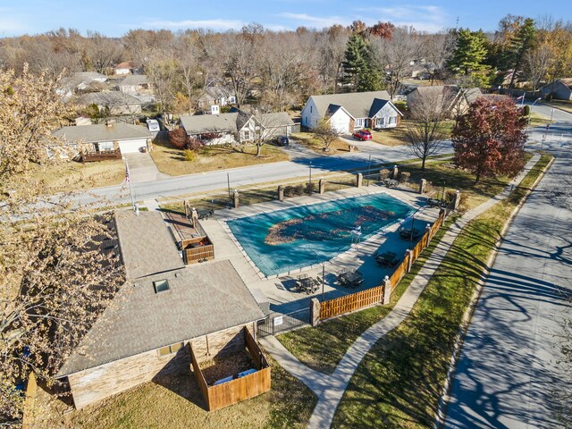 bird's eye view with a residential view