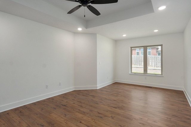 2423 E Cardinal St, Springfield, MO 65804 - empty room with recessed lighting, baseboards, a ceiling fan, and wood finished floors