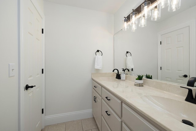 bathroom featuring tile patterned flooring and vanity