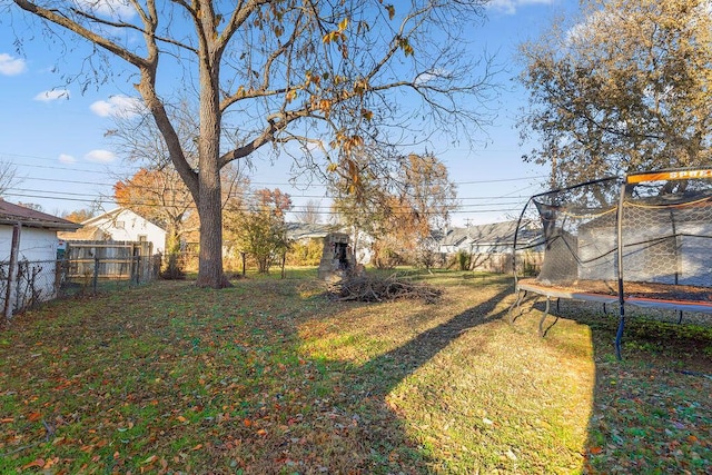 view of yard featuring a trampoline