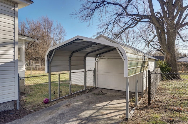 view of outbuilding with a carport