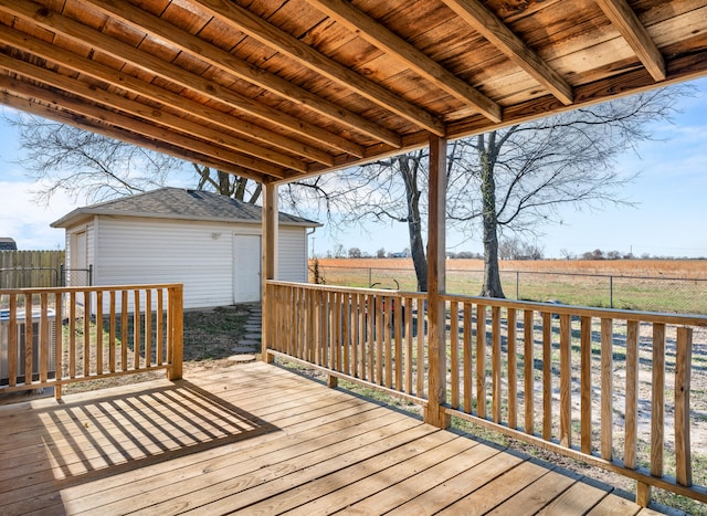 wooden terrace with a rural view