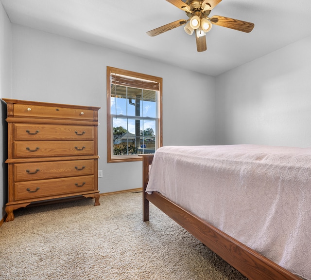 bedroom featuring carpet and ceiling fan