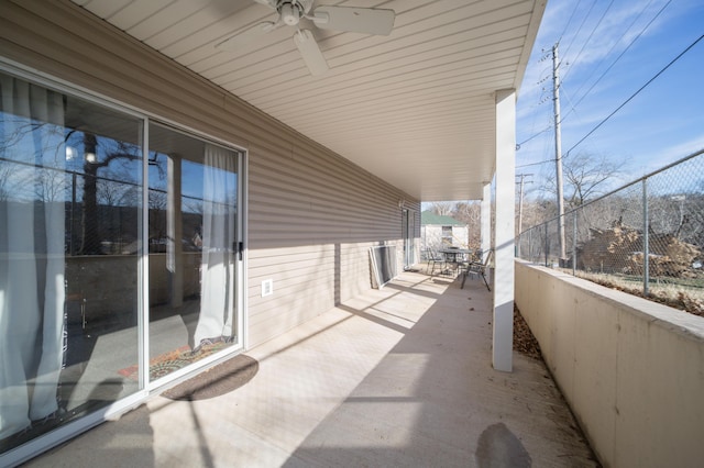 view of patio / terrace featuring ceiling fan