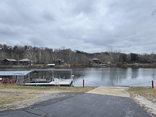 view of dock featuring a water view