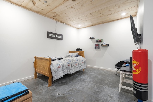 bedroom featuring wood ceiling