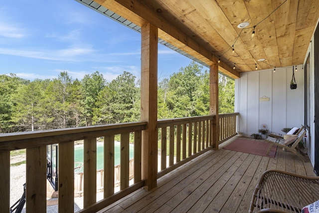 deck with a water view