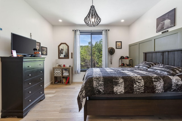 bedroom featuring light hardwood / wood-style flooring