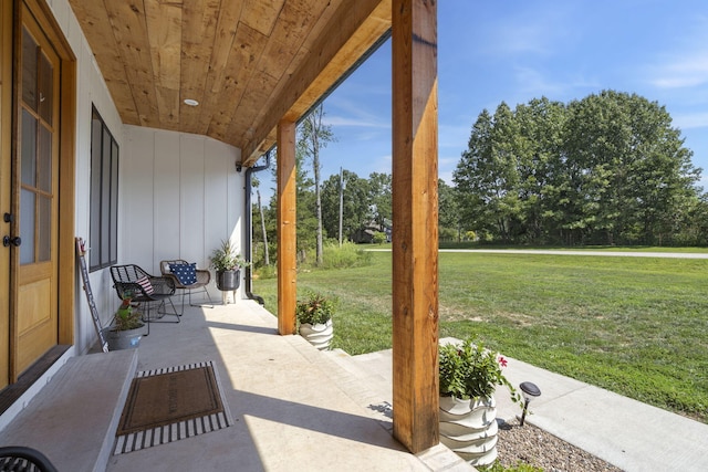 view of patio featuring a porch