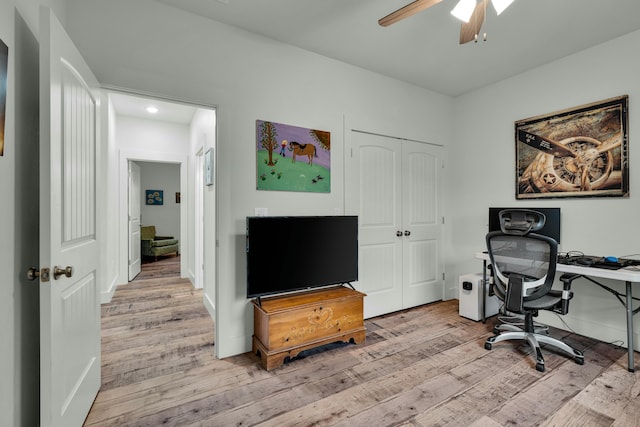 8532 County Road 6890, West Plains, MO 65775 - office area featuring ceiling fan and light wood-type flooring