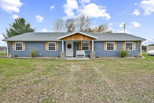 2314 State Highway 38, Elkland, MO 65644 - ranch-style house with a front lawn, a porch, and a shingled roof