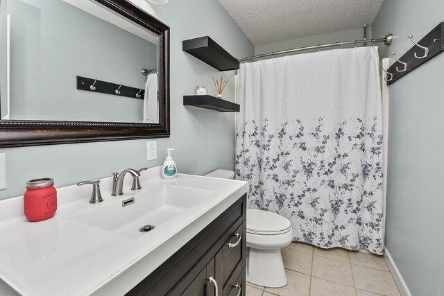 2314 State Highway 38, Elkland, MO 65644 - bathroom featuring vanity, tile patterned flooring, a textured ceiling, and a shower with shower curtain