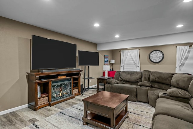 living room with light wood-type flooring