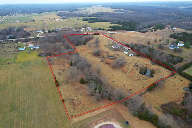 aerial view featuring a rural view