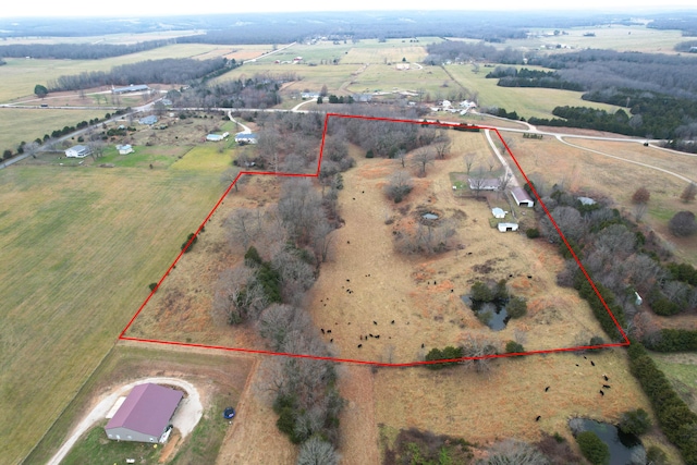 aerial view with a rural view