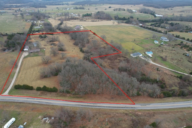 bird's eye view featuring a rural view