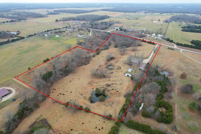 drone / aerial view featuring a rural view