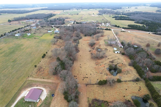 aerial view featuring a rural view