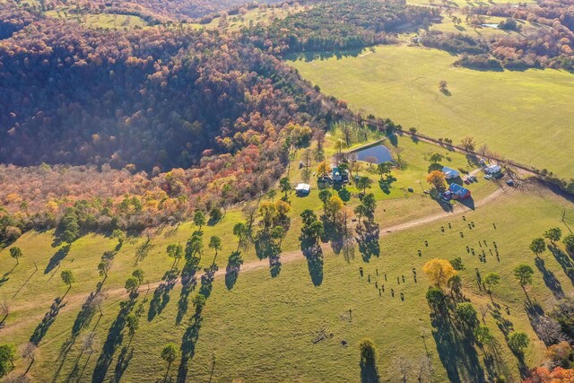 birds eye view of property featuring a rural view