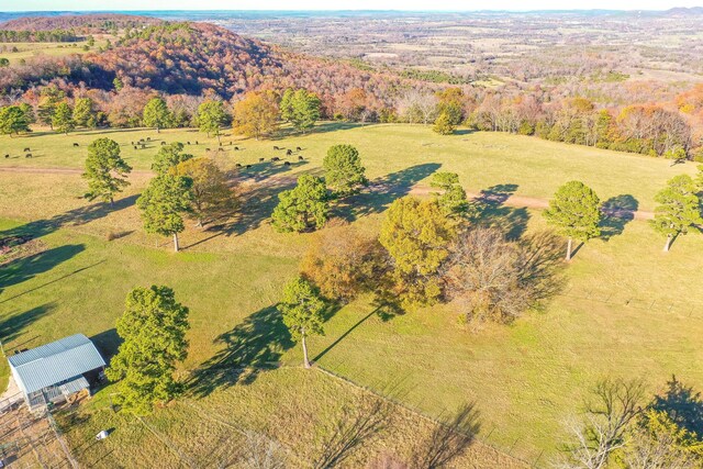 birds eye view of property with a rural view