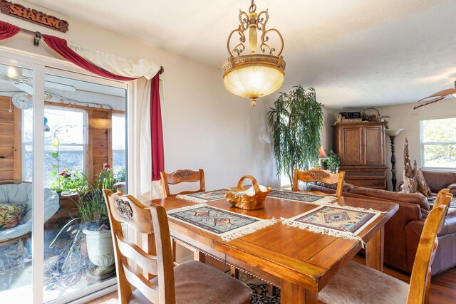 dining area with wood-type flooring