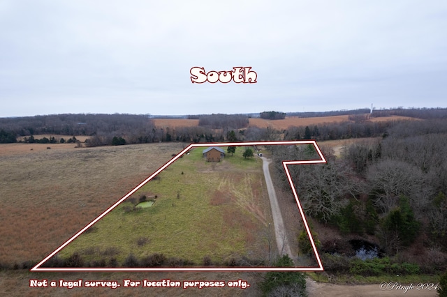 bird's eye view featuring a rural view