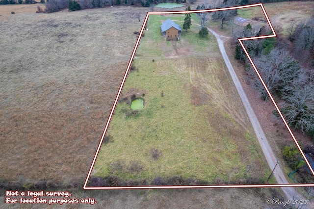 aerial view featuring a rural view