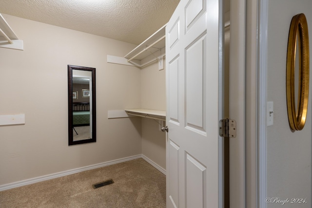 walk in closet with carpet floors