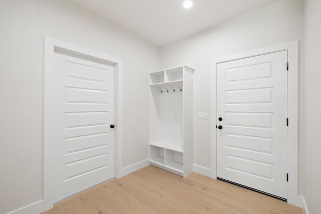 mudroom with light wood-type flooring