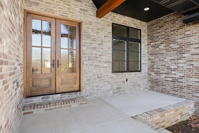 view of exterior entry with french doors