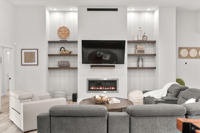 living room featuring light hardwood / wood-style flooring