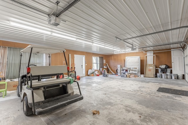 garage with a garage door opener