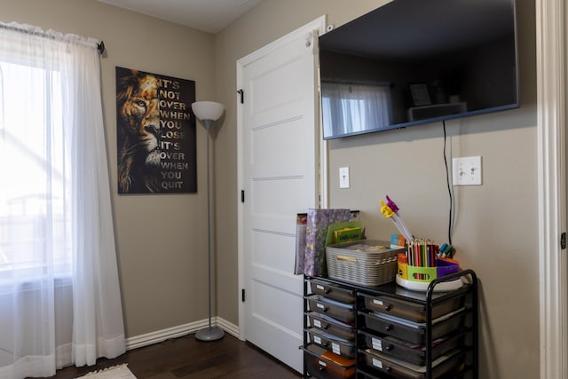 interior space featuring dark wood-type flooring