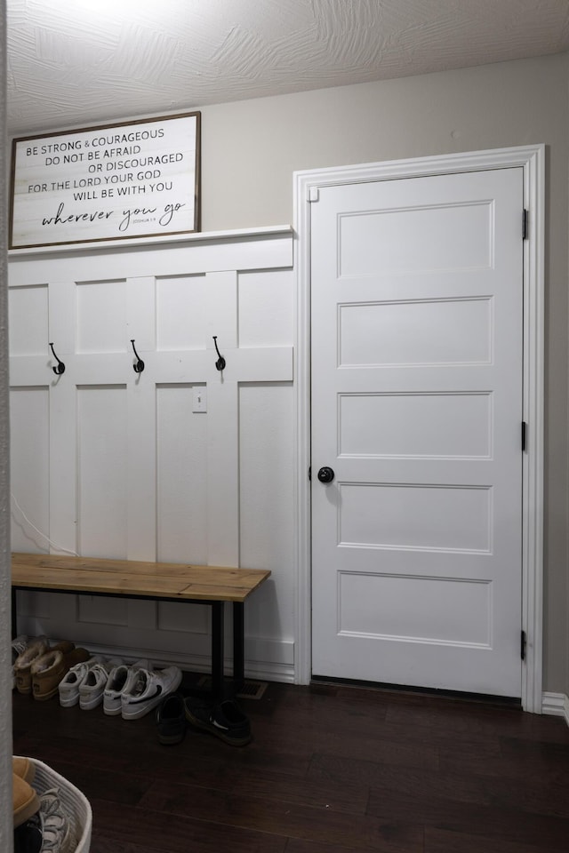 mudroom featuring dark hardwood / wood-style flooring