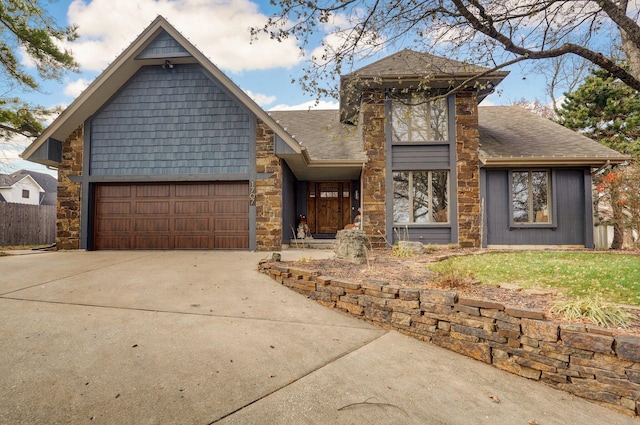 view of front of property with a garage