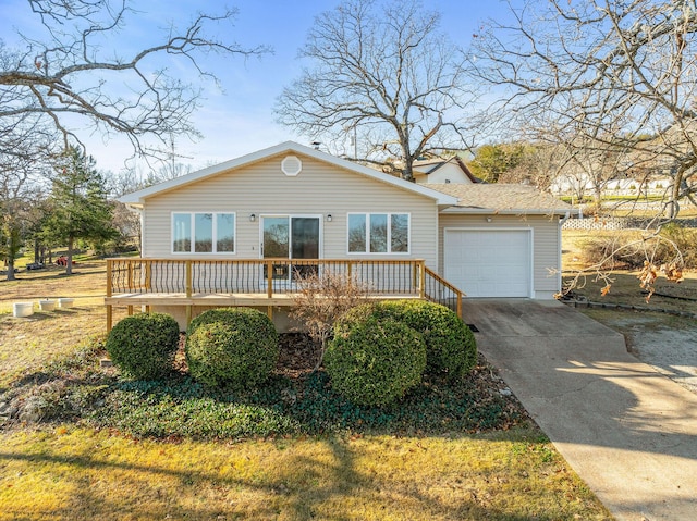 127 N Walnut St, Blue Eye, MO 65611 - single story home with a garage, driveway, and a wooden deck