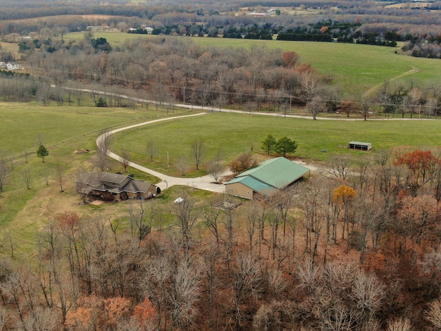 aerial view featuring a rural view